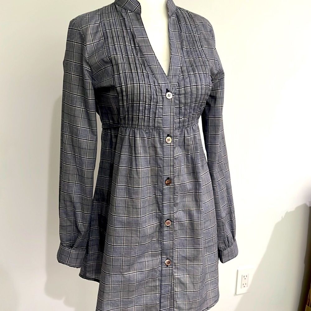 Sunner Montmartre Plaid Cotton Button-Front Tunic Size S NWT